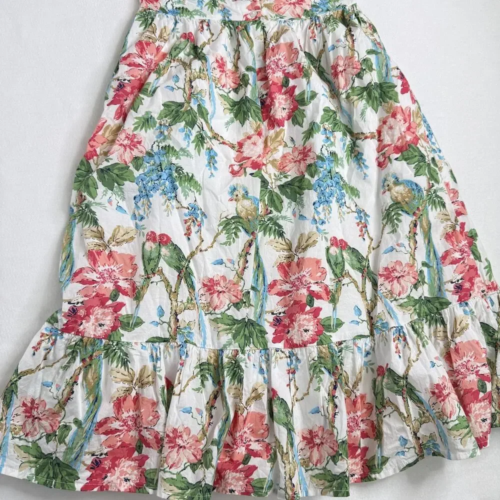 Janie And Jack Dress Girls 10 Tropical Parrot Floral Halter Ruffle Sundress